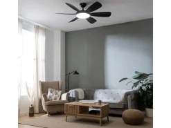Ventilador de techo EnergySilence Aero 5200 55W 6 aspas con mando a distancia negro Ø132 cm