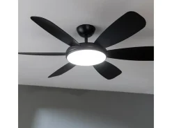 Ventilador de techo EnergySilence Aero 5200 55W 6 aspas con mando a distancia negro Ø132 cm