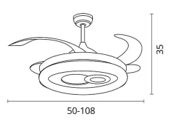 Ventilador de techo Hermes Bel Air 108W 4 aspas retráctiles mando a distancia blanco Ø108 cm