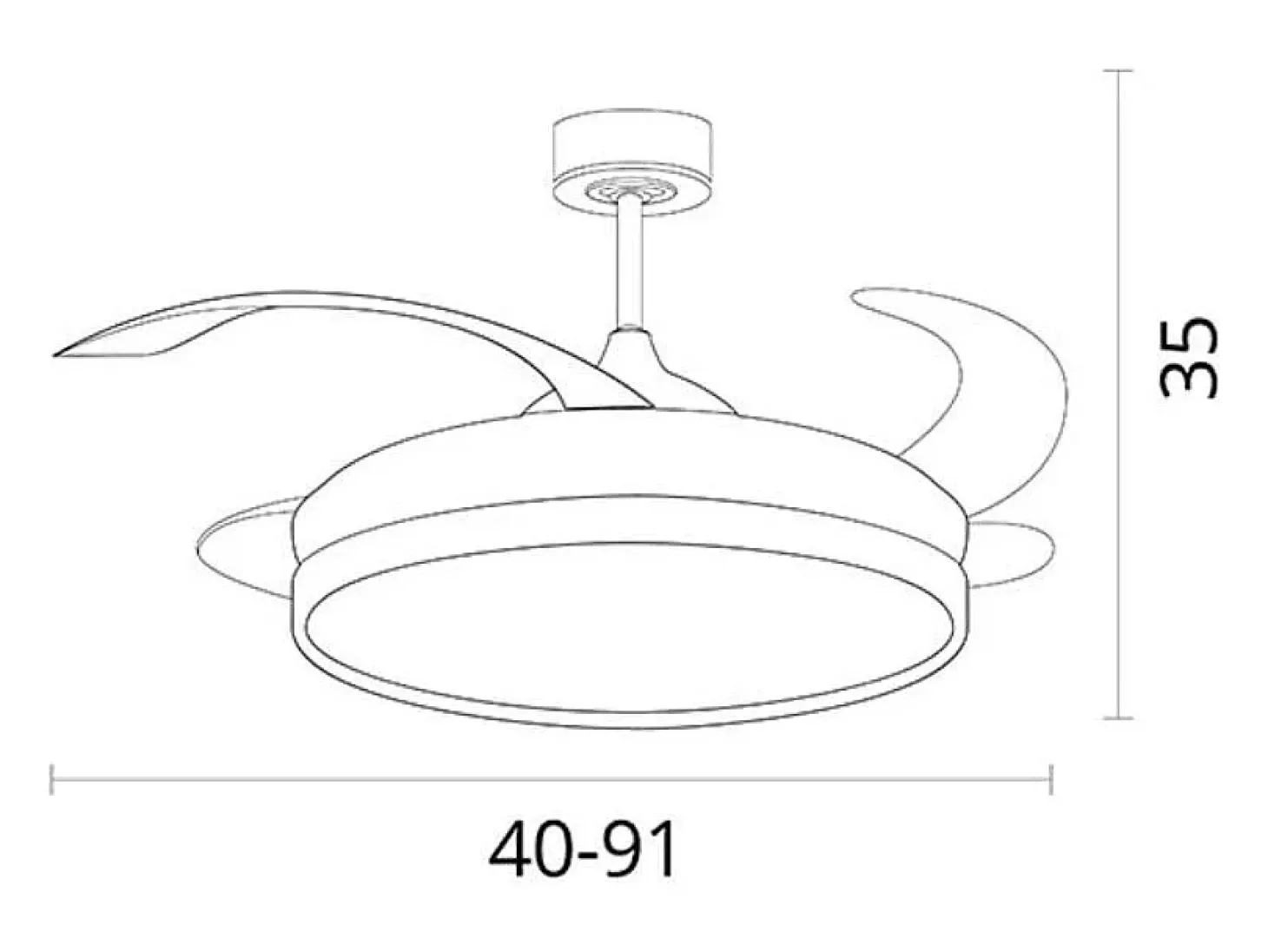 Ventilador de techo Kigali Mini Bel Air 48W 4 aspas retráctiles blanco/oro Ø91 cm