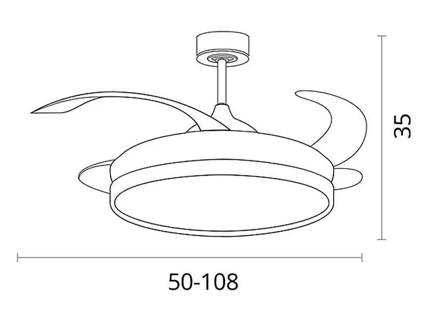 Ventilador de techo Kigali Bel Air 72W aspas retráctiles mando a distancia blanco/marrón Ø108 cm