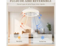 Ventilador de techo Manhattan Homcom luz LED + 6 velocidades blanco Ø46 cm