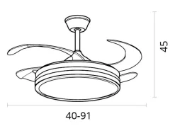 Ventilador de techo New Asgard Mini Bel Air 48W 4 aspas retráctiles blanco Ø91 cm
