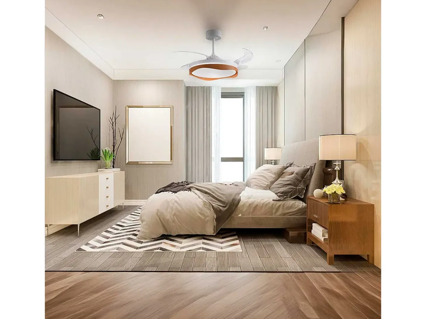Ventilador de techo Olas Bel Air 72W 4 aspas retráctiles con luz LED blanco/natural Ø108 cm