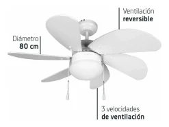 Ventilador de techo Orbegozo CP 15076B 50W 6 aspas reversibles blanco Ø80 cm