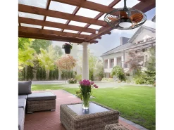 Ventilador de techo para exterior con LED, 20 pulgadas, motor de CC, 5 aspas de ABS, color negro, montaje colgante (50,8 x 50,8 x 47,5 cm)