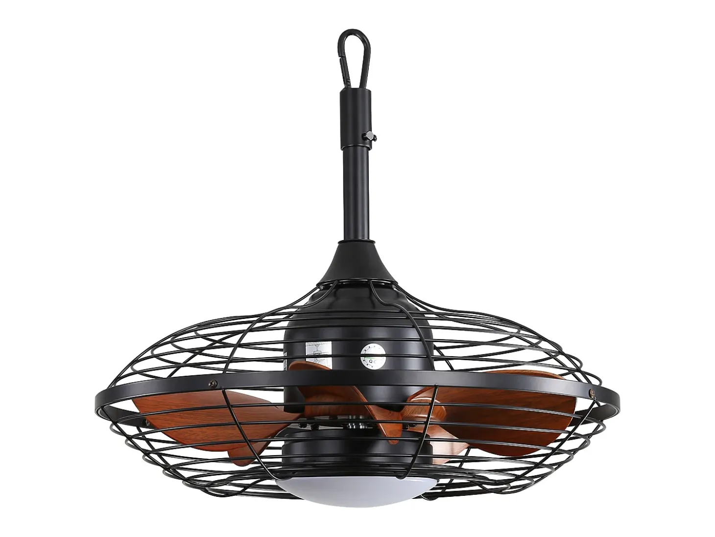 Ventilador de techo para exterior con LED, 20 pulgadas, motor de CC, 5 aspas de ABS, color negro, montaje colgante (50,8 x 50,8 x 47,5 cm)
