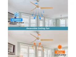 Ventilador de techo para sala de estar - con iluminación LED de 22 W y control remoto de 6 velocidades - 3 aspas ABS