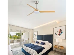 Ventilador de techo para sala de estar - con iluminación LED de 22 W y control remoto de 6 velocidades - 3 aspas ABS