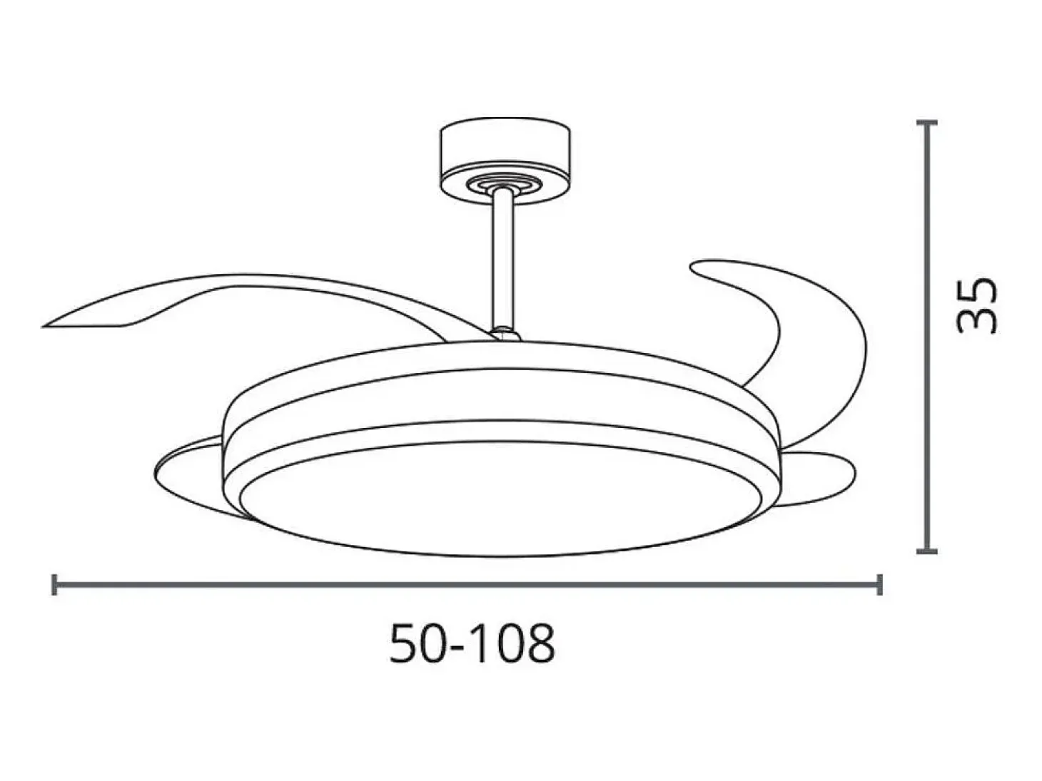 Ventilador de techo Riga Bel Air 72W 4 aspas retráctiles con luz LED blanco Ø108 cm