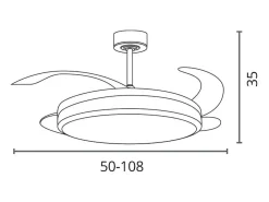 Ventilador de techo Riga Bel Air 72W 4 aspas retráctiles con luz blanco/plata LED Ø108 cm