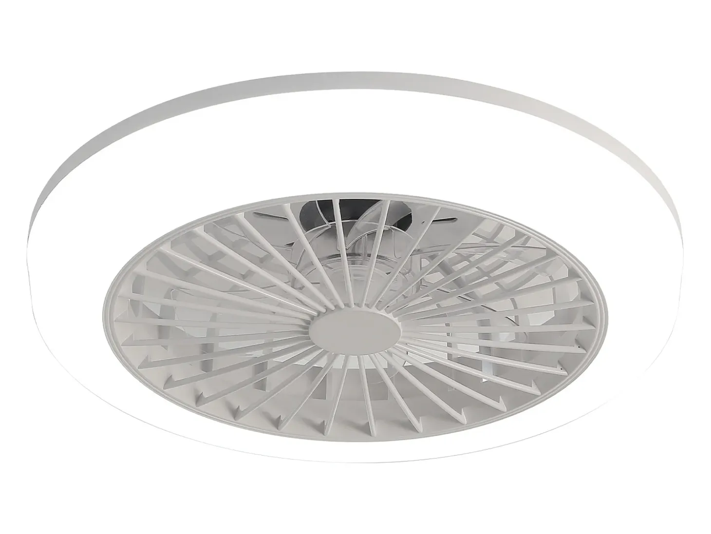 Ventilador de techo sin aspas con luz y control remoto, diseño moderno, ABS, blanco, montaje empotrado (45,7 x 45,7 x 14,5 cm)
