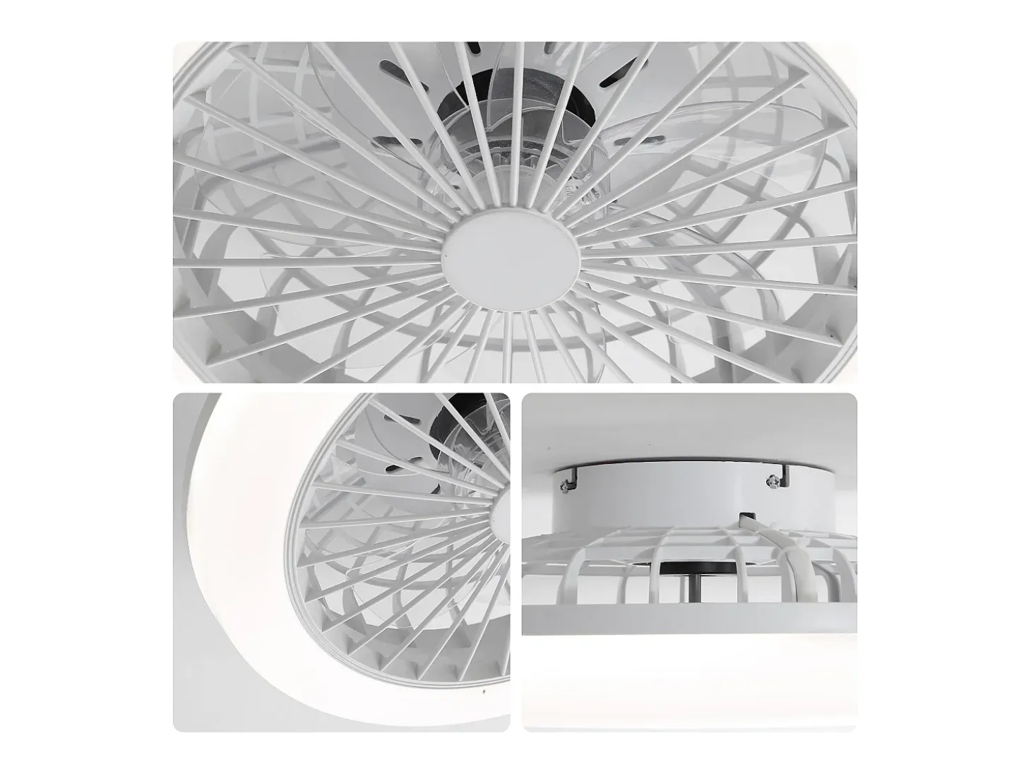 Ventilador de techo sin aspas con luz y control remoto, diseño moderno, ABS, blanco, montaje empotrado (45,7 x 45,7 x 14,5 cm)
