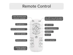 Ventilador de techo sin aspas con luz y control remoto, diseño moderno, ABS, blanco, montaje empotrado (45,7 x 45,7 x 14,5 cm)