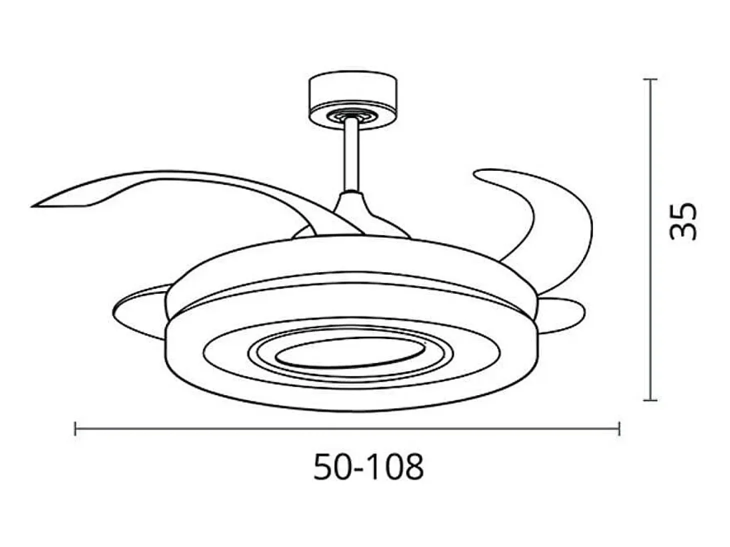 Ventilador de techo Tebe Bel Air 4 aspas retráctiles + mando a distancia blanco Ø108 cm