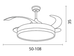Ventilador de techo Toronto Bel Air 72W 4 aspas retráctiles mando a distancia blanco Ø108 cm