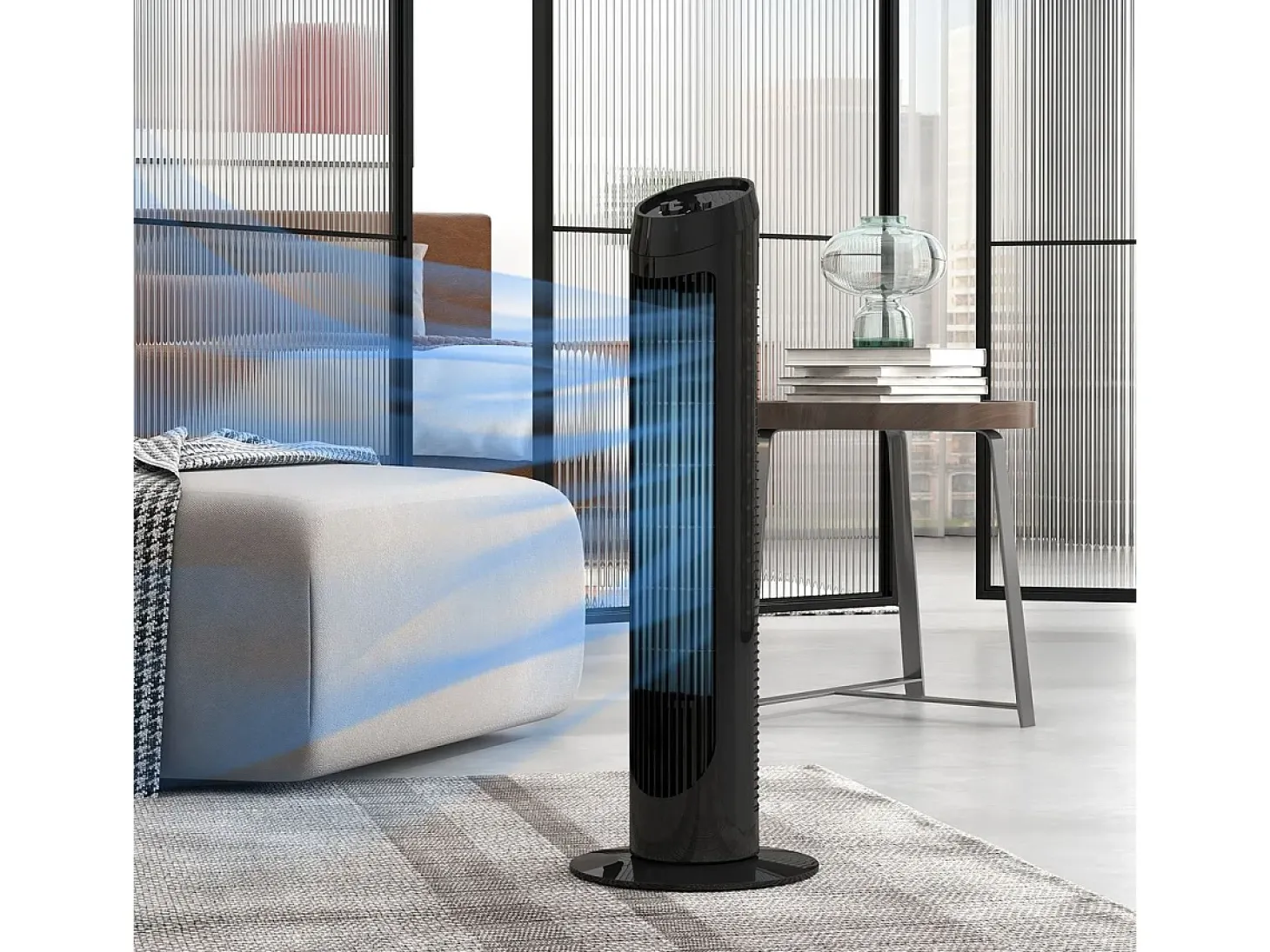 Ventilador de torre Homcom 45W 3 velocidades oscilante negro 75 cm
