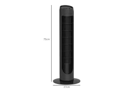 Ventilador de torre Homcom 45W 3 velocidades oscilante negro 75 cm