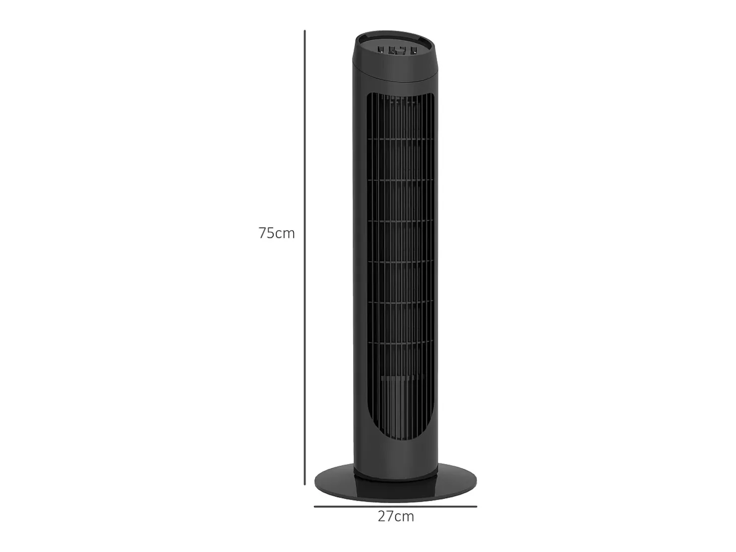 Ventilador de torre Homcom 45W 3 velocidades oscilante negro 75 cm