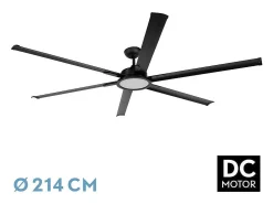 Ventilador Extragrande Dc Almanzor Negro Led Cct Regulable Temporizador Fabrilamp