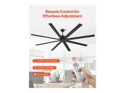 Ventilador SucceBuy Ventilador de Techo 213 CM sin Luz, Telecommando 6 Velocidades, 8 Pales en Aluminio, Ventilador Exterior Empotrado Moderno