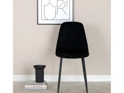 Venture Home Sillas comedor 2 uds Polar terciopelo negro con costuras