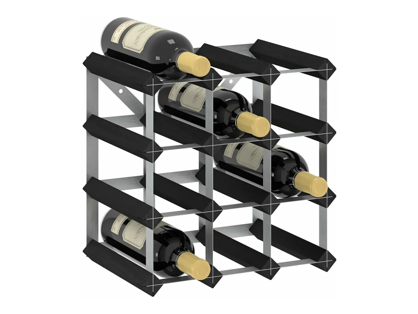 Viljor Botellero para 12 botellas madera maciza de pino negro
