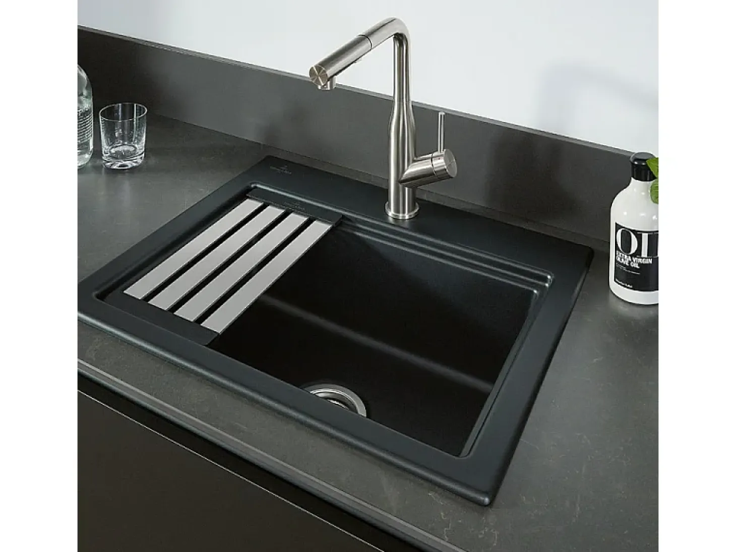 VILLEROY ET BOCH Grifo de cocina para ducha estilo Subway de acero macizo
