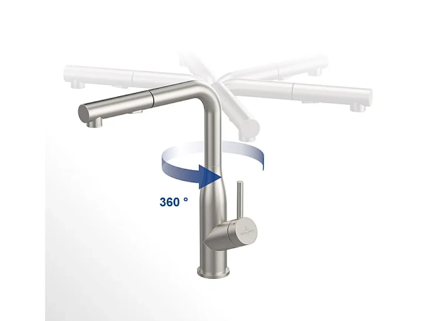 VILLEROY ET BOCH Grifo de cocina para ducha estilo Subway de acero macizo