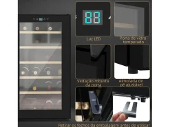 Vinoteca Homcom 65L 24 botellas 5-20ºC G negro 75 cm