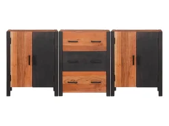 Vitrina 3 piezas Marrón 55 x 30 x 75 cm Madera maciza de Acacia