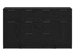 Vitrina 3 piezas Roble negro 121 x 30 x 70 cm Madera contrachapada