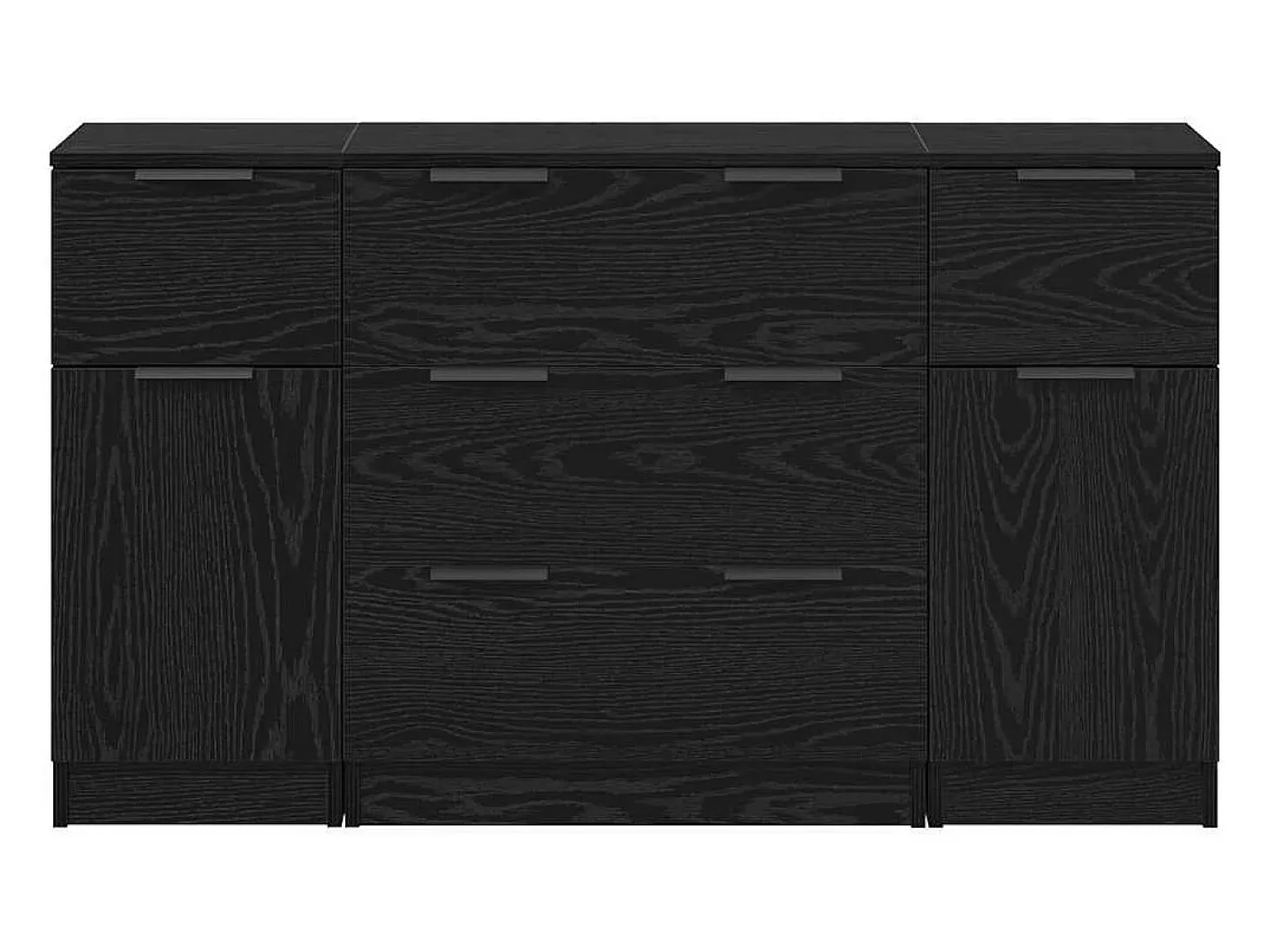Vitrina 3 piezas Roble negro 121 x 30 x 70 cm Madera contrachapada