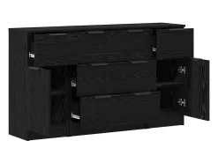 Vitrina 3 piezas Roble negro 121 x 30 x 70 cm Madera contrachapada