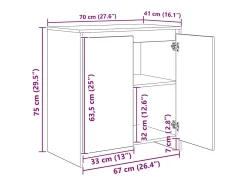 Vitrina 3 piezas Roble negro 70 x 41 x 75 cm Madera contrachapada