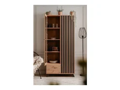 Vitrina 2 Puertas y 2 Cajones Decoración Roble L92 cm - Lublin