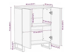 Vitrina 60 x 33.5 x 75 cm Madera maciza de Mango