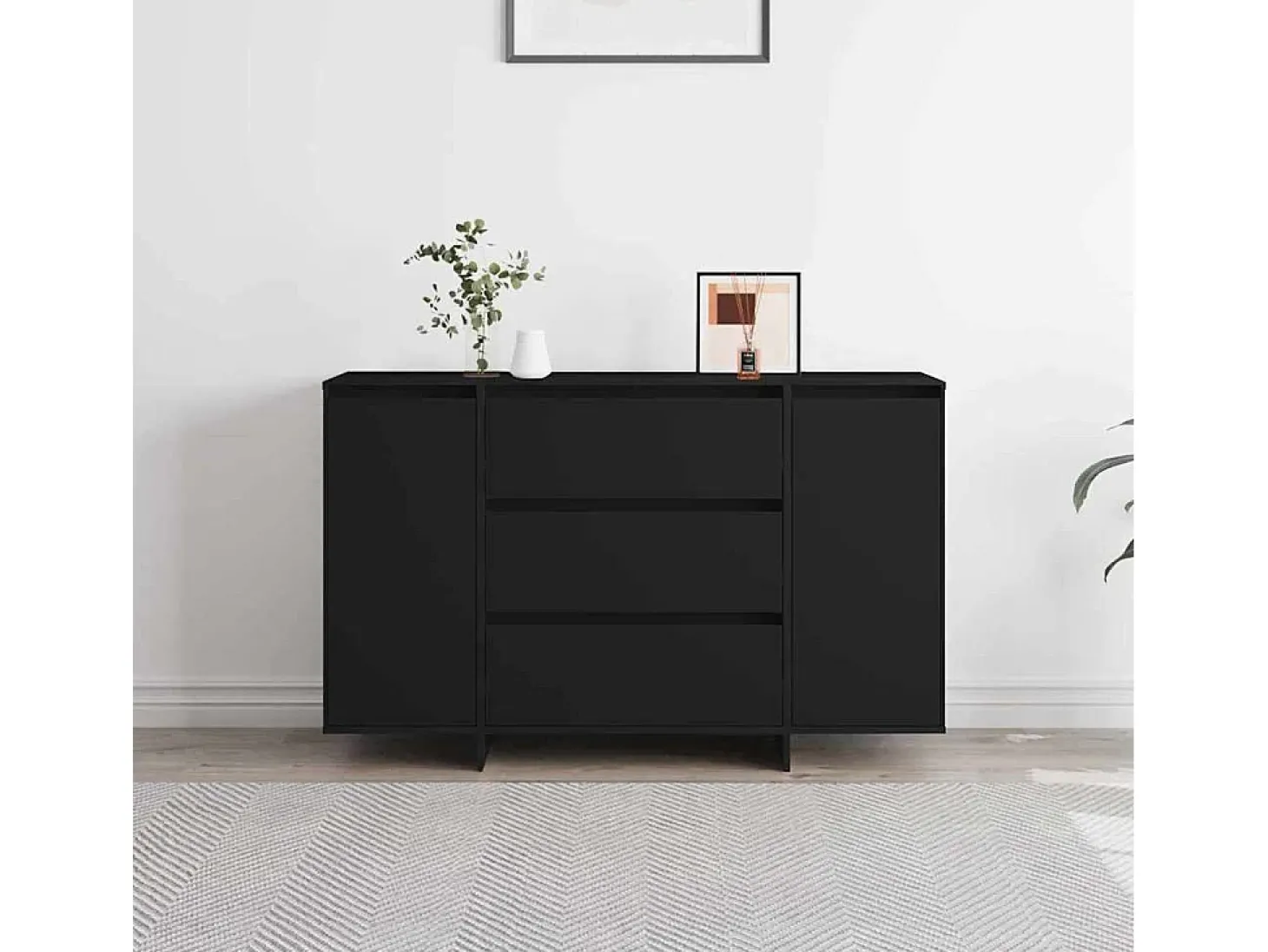 Vitrina con cajón Negro 120 x 41 x 75 cm Madera contrachapada