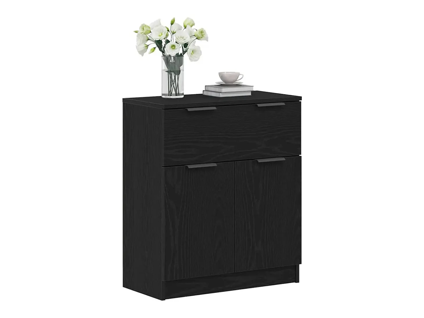 Vitrina con cajón Negro 60 x 30 x 70 cm Madera contrachapada