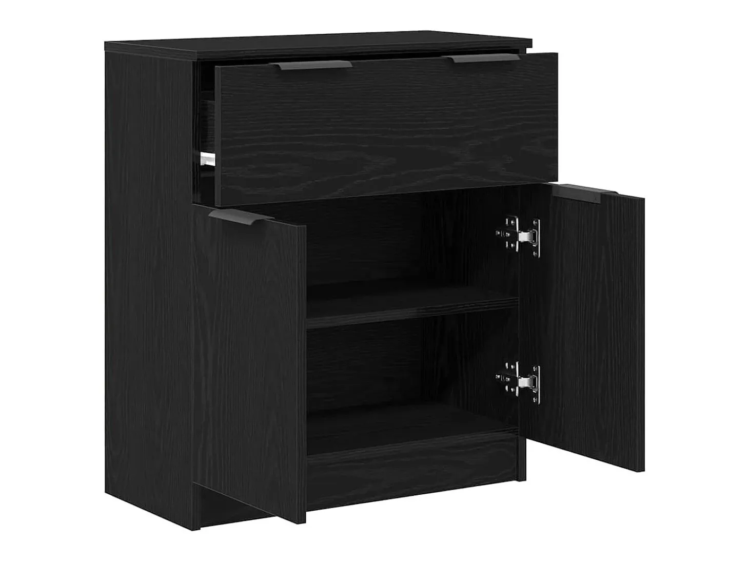 Vitrina con cajón Negro 60 x 30 x 70 cm Madera contrachapada