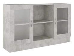 Vitrina de aglomerado gris hormigón 120x30,5x70 cm