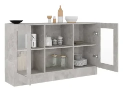 Vitrina de aglomerado gris hormigón 120x30,5x70 cm
