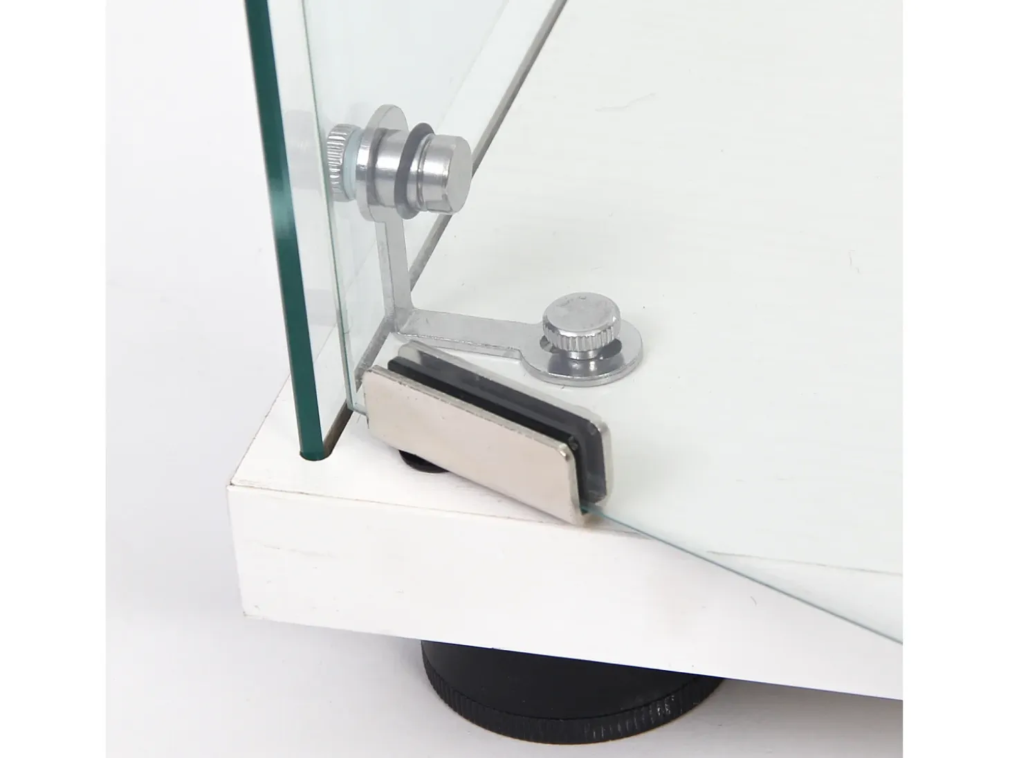 Vitrina de cristal con 3 estantes, 127 x 45 x 14 cm, vitrina de pie, vitrina para salón, color blanco