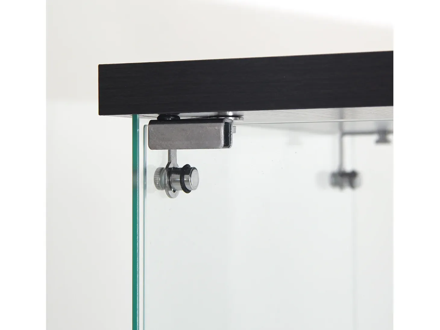 Vitrina de cristal con iluminación LED, 1 puerta y 3 compartimentos, 125 x 40 x 36 cm, color negro