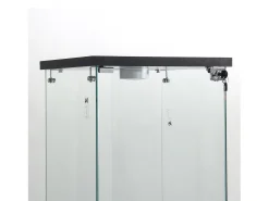 Vitrina de cristal con iluminación LED, 1 puerta y 3 compartimentos, 125 x 40 x 36 cm, color negro