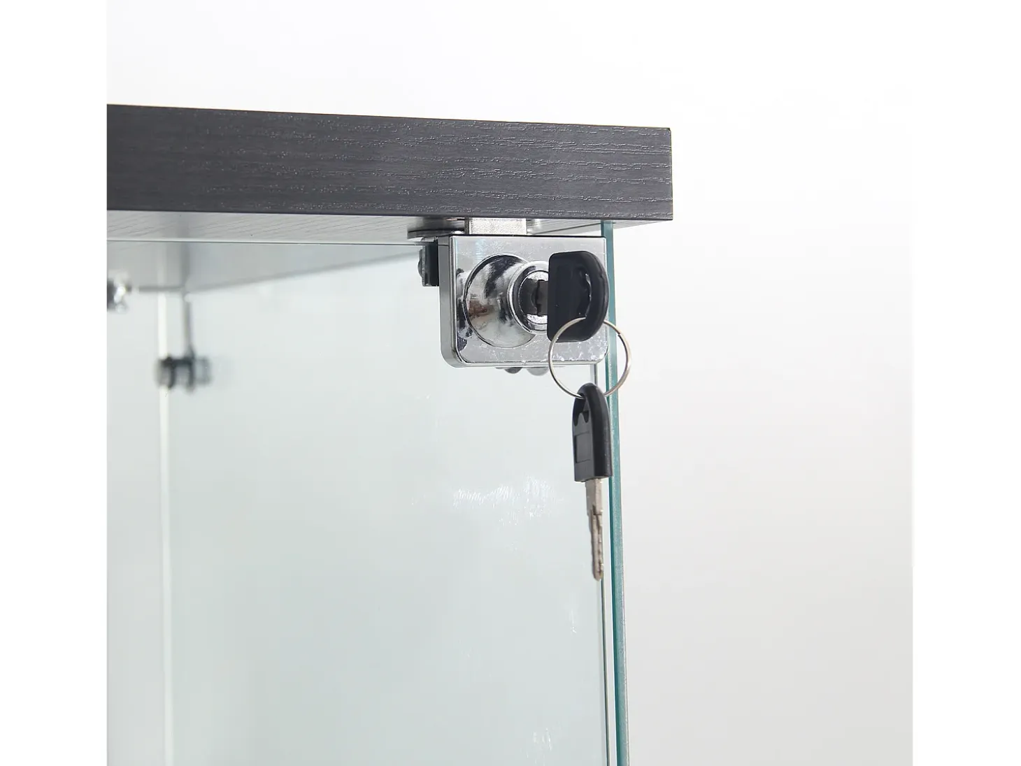 Vitrina de cristal con iluminación LED, 1 puerta y 3 compartimentos, 125 x 40 x 36 cm, color negro
