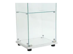 Vitrina de cristal con iluminación LED, 1 puerta y 3 compartimentos, 125 x 40 x 36 cm, Blanco
