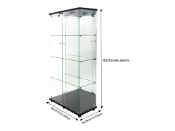 Vitrina de modelismo, Transparente, 80 x 36 x 164 cm, Cocina, Contemporánea, Vidrio templado, Negro