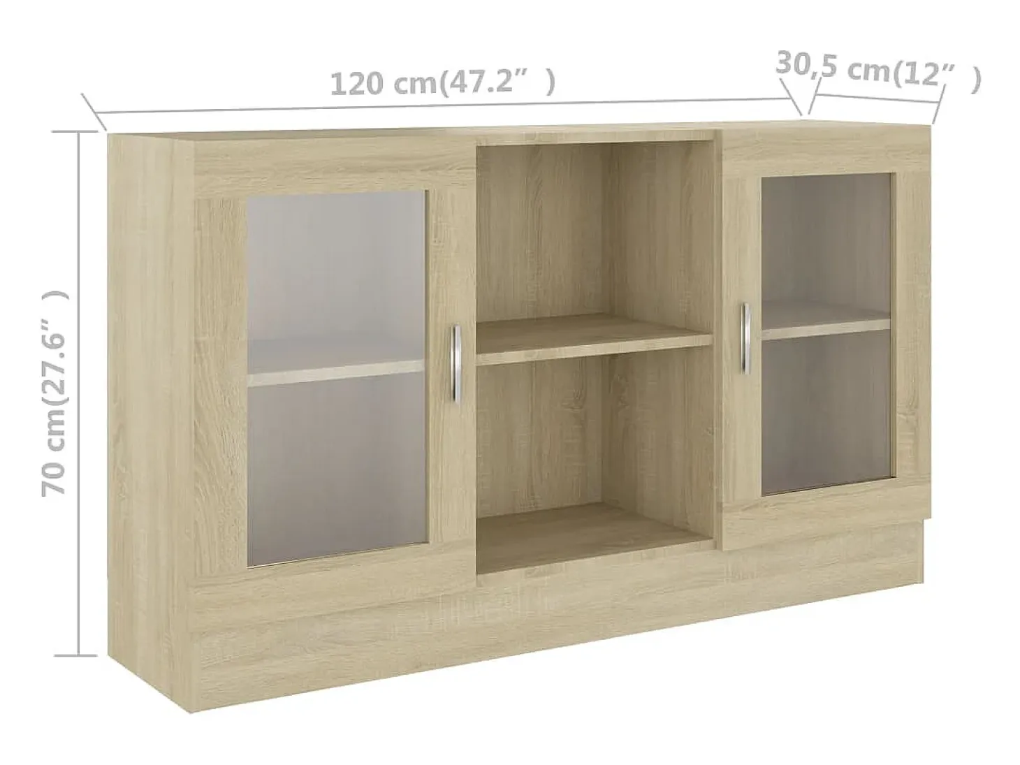 Vitrina de roble Sonoma 120x30,5x70 cm Madera de ingeniería