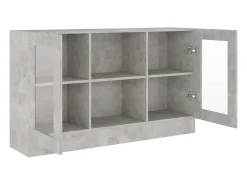 Vitrina gris hormigón 120x30,5x70 cm Madera de ingeniería